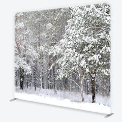 Lofaris White Winter Forest with Falling Snow Square Double-Sided Backdrop Serene Snowy Landscape for Holiday Photography