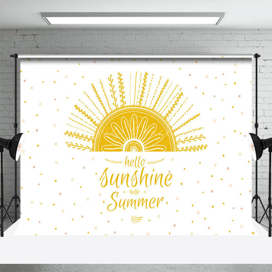 Lofaris White Yellow Sunshine Hello Summer Party Backdrop