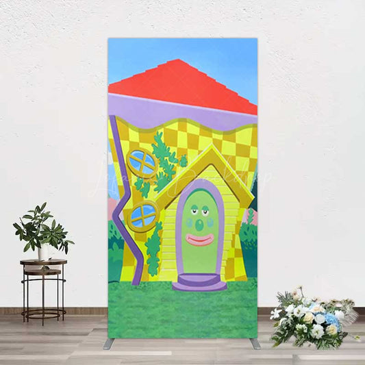 Lofaris Wiggle House Cartoon Kids Birthday Rectangle Backdrop