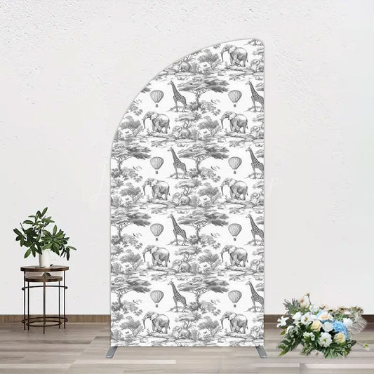 Lofaris Wild Animals Forest Happy Birthday Half Moon Arch Backdrop