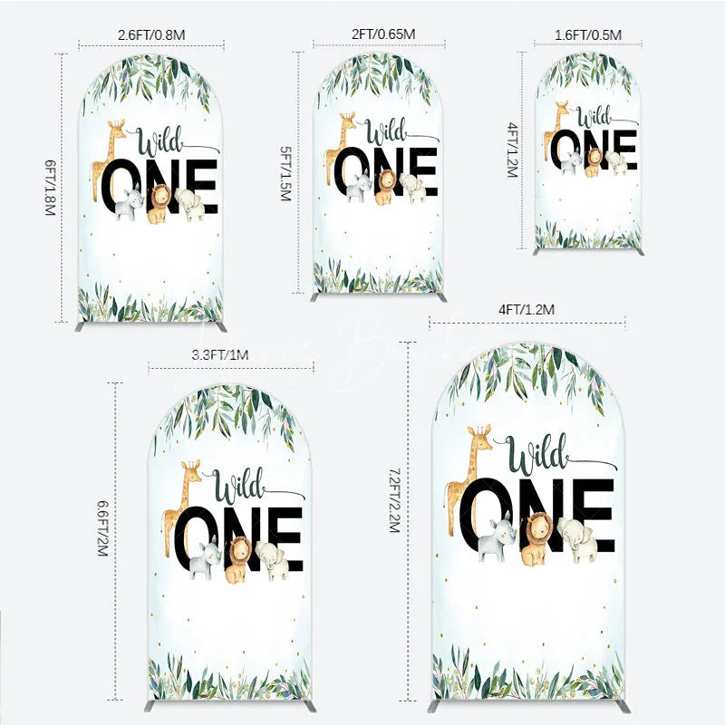 Lofaris Wild One Arch Backdrop Safari Jungle Animals First Birthday Party Cover Decor