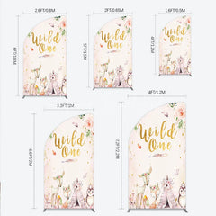 Lofaris Wild One Half Moon Arch Backdrop Boho Woodland Animals Baby Shower Pink Floral Fox Deer Party Decor for Girl