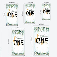 Lofaris Wild One Rectangle Backdrop Safari Jungle Animals First Birthday Party Cover Decor