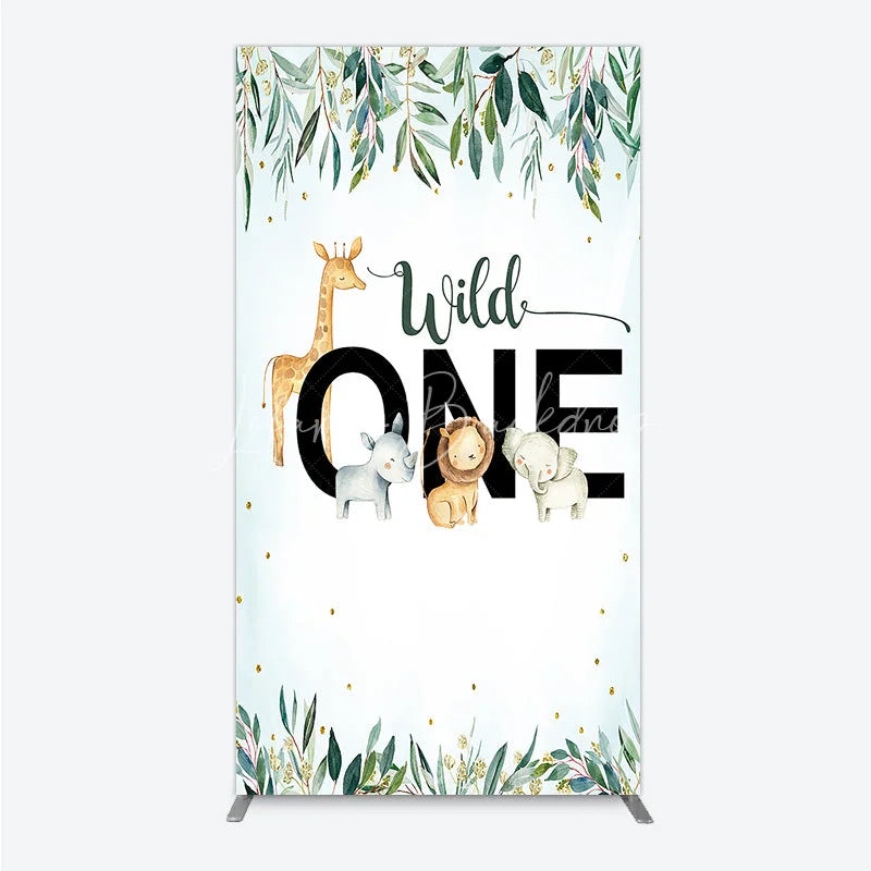 Lofaris Wild One Rectangle Backdrop Safari Jungle Animals First Birthday Party Cover Decor