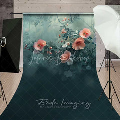 Lofaris Wildflower Garden Sweep Backdrop Peach Coral Flowers Photography Floor Mat Nature Fine Art Decoration