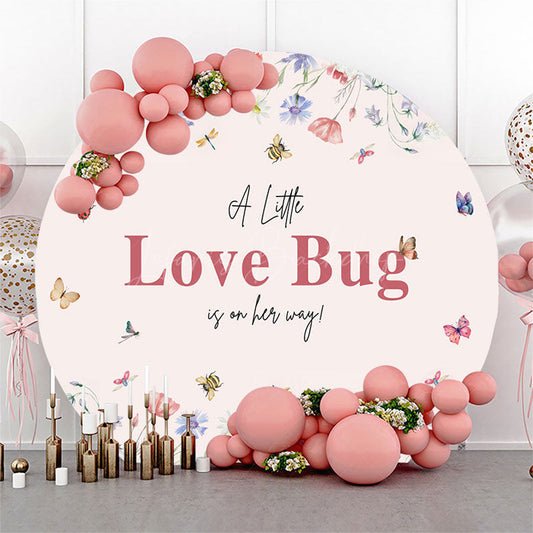 Lofaris Wildflower Little Love Bug Round Baby Shower Backdrop