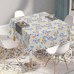 Lofaris Wildflower Meadow Gray Rectangle Tablecloth Orange and Yellow Floral Pattern Table Cover for Party