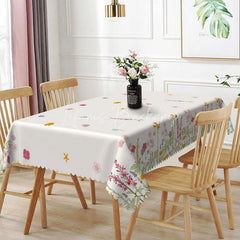 Lofaris Wildflower Meadow Rectangle Tablecloth Summer Floral Garden Dining Table Cover