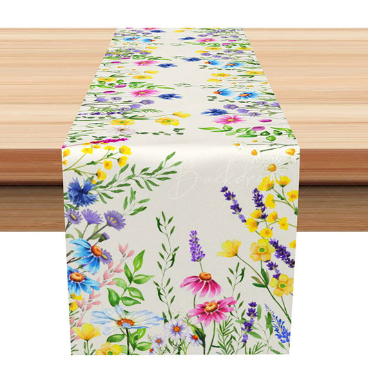 Lofaris Wildflower Table Runner with a Fresh Spring Vibe Colorful Botanical Garden Easter or Mothers Day Kitchen Decor