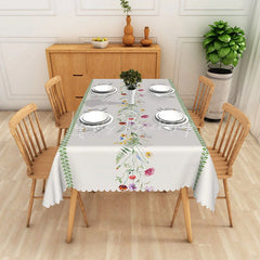 Lofaris Wildflower Trail Rectangle Tablecloth Botanical Meadow Pattern Dining Table Cover