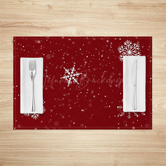 Lofaris Wine Red Snowflakes Bokeh Christmas Set Of 4 Placemats