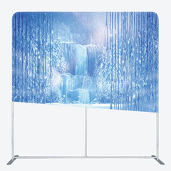 Lofaris Winter Blue Ice Tension Fabric Backdrop Frozen Waterfall Icicle Decor Snowy Forest Theme Background for Party