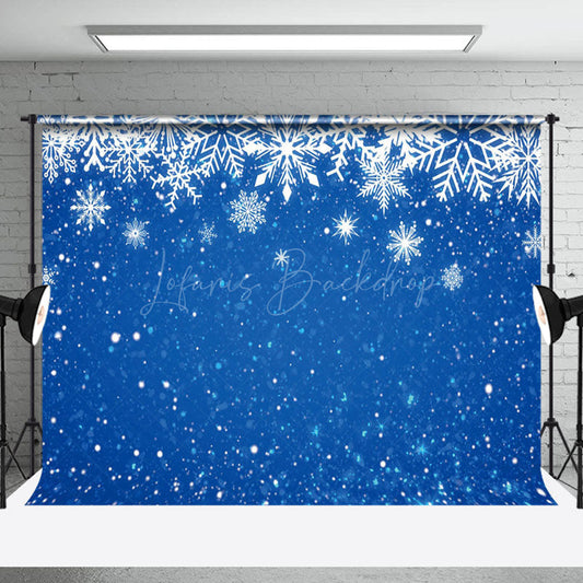 Lofaris Winter Blue Night White Falling Snowflake Backdrop