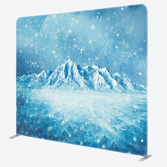 Lofaris Winter Blue Snowy Iceberg Square Tension Backdrop