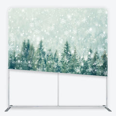 Lofaris Winter Forest Tension Fabric Backdrop Snowy Pine Trees with White Snowflakes Background Christmas Holiday Party Decor