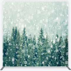 Lofaris Winter Forest Tension Fabric Backdrop Snowy Pine Trees with White Snowflakes Background Christmas Holiday Party Decor