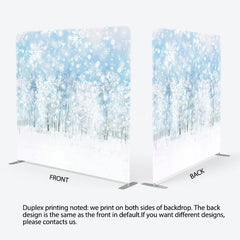 Lofaris Winter Forest Tension Fabric Backdrop Snowy Tree Landscape Background Blue Sky Snowfall Decoration