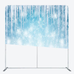 Lofaris Winter Icicle Tension Fabric Backdrop Frozen Blue Snow Background Ice Crystal Party Decoration