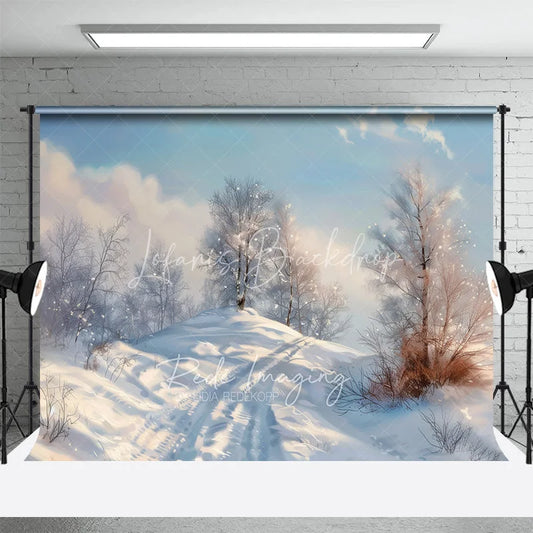 Lofaris Winter Landscape Backdrop Snowy Hill Birch Tree Photography Background Nature Scenic Painting Holiday Party Decoration