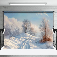 Lofaris Winter Landscape Backdrop Snowy Hill Birch Tree Photography Background Nature Scenic Painting Holiday Party Decoration
