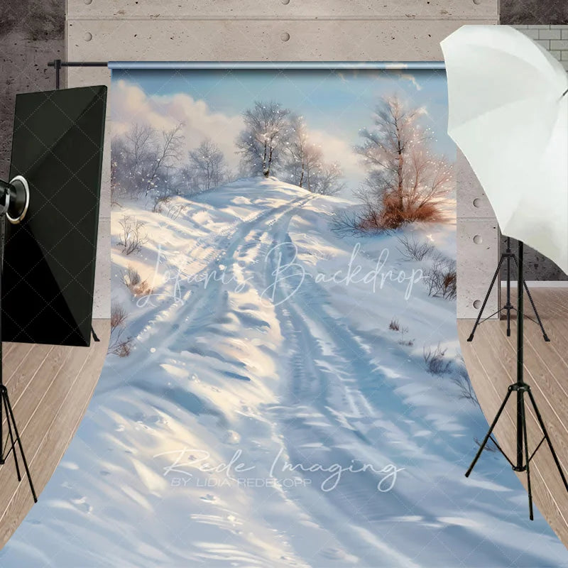 Lofaris Winter Landscape Sweep Backdrop Snowy Hill Birch Tree Photography Background Nature Scenic Painting Holiday Party Decoration