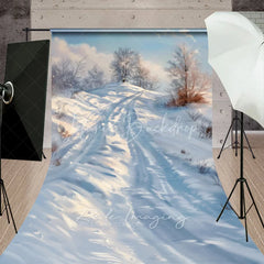 Lofaris Winter Landscape Sweep Backdrop Snowy Hill Birch Tree Photography Background Nature Scenic Painting Holiday Party Decoration