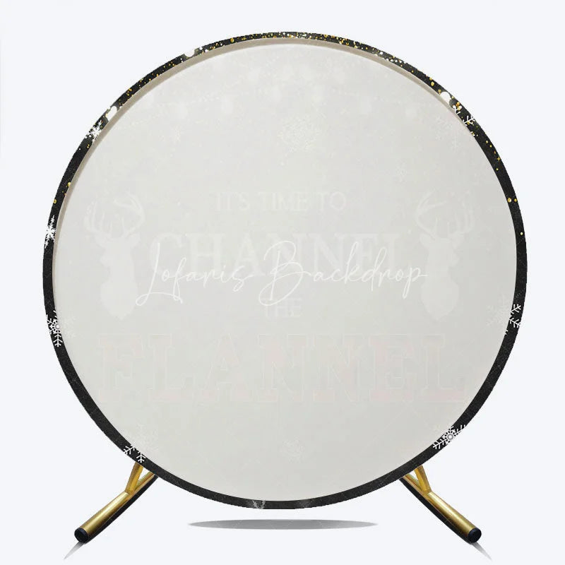 Lofaris Winter Lumberjack Round Backdrop Channel The Flannel Party Decoration Rustic Plaid Elk Background