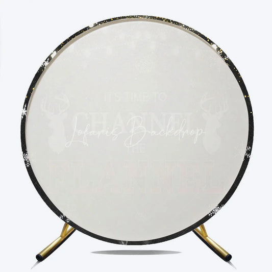 Lofaris Winter Lumberjack Round Backdrop Channel The Flannel Party Decoration Rustic Plaid Elk Background