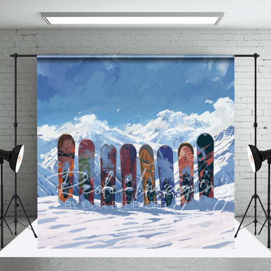 Lofaris Winter Mountain Snow Boards Sport Photo Backdrop