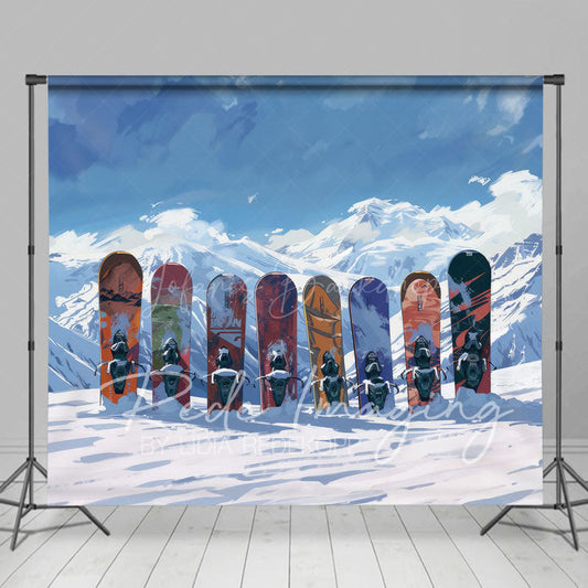Lofaris Winter Mountain Snow Boards Sport Photo Backdrop