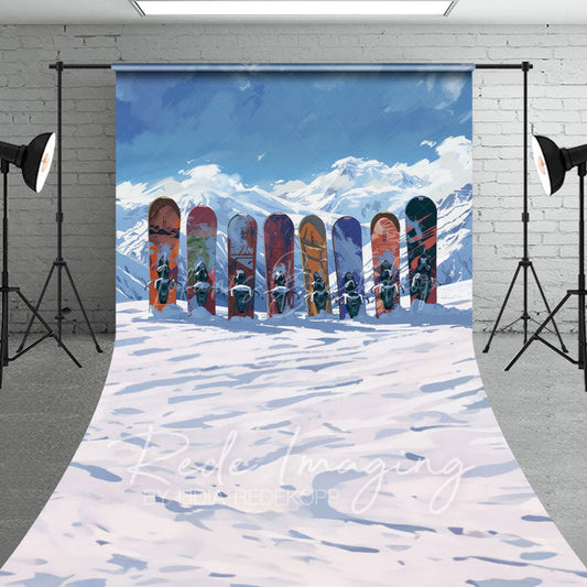Lofaris Winter Mountain Snow Boards Sport Sweep Backdrop