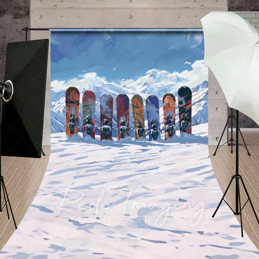 Lofaris Winter Mountain Snow Boards Sport Sweep Backdrop