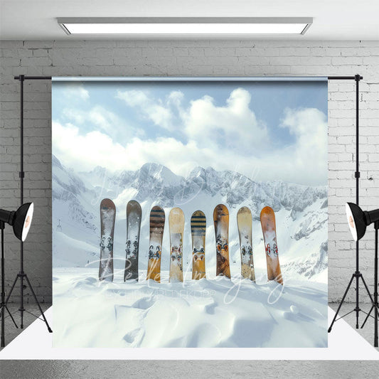 Lofaris Winter Snow Mountain Snowboards Photography Backdrop
