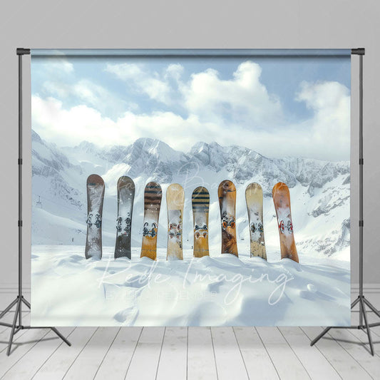 Lofaris Winter Snow Mountain Snowboards Photography Backdrop
