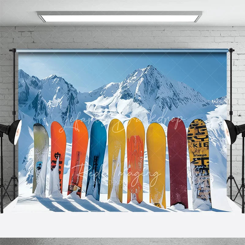 Lofaris Winter Snowboard Backdrop Ski Mountain Snow Photography Background Extreme Sports Sporty Holiday Party Decoration