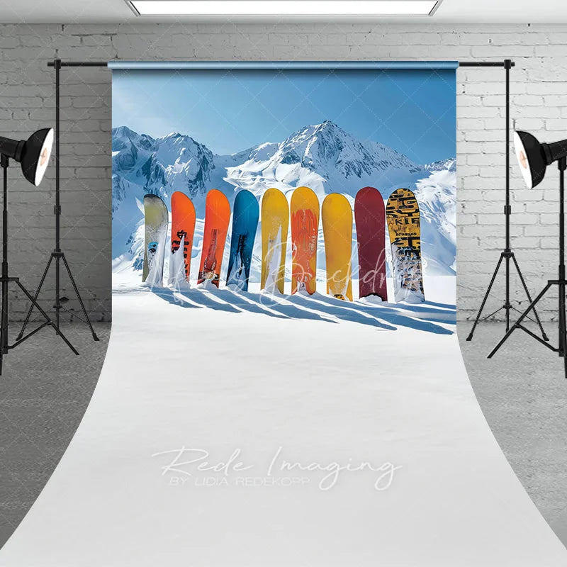 Lofaris Winter Snowboard Sweep Backdrop Ski Mountain Snow Photography Background Extreme Sports Sporty Holiday Party Decoration