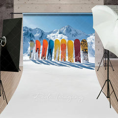 Lofaris Winter Snowboard Sweep Backdrop Ski Mountain Snow Photography Background Extreme Sports Sporty Holiday Party Decoration