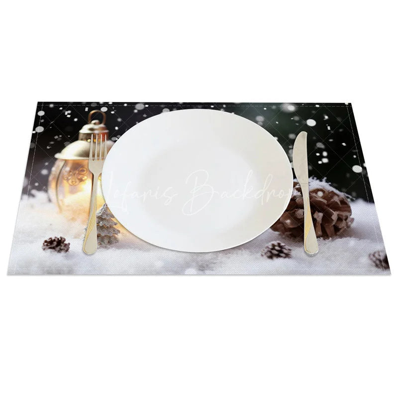 Lofaris Winter Snowflake and Christmas Tree Set of 4 Placemats for Holiday Dining Festive Decorations