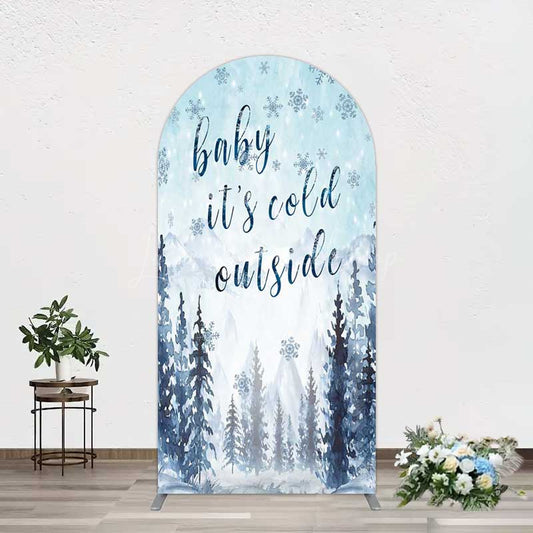 Lofaris Winter Snowflake Cold Outside Baby Shower Arch Backdrop
