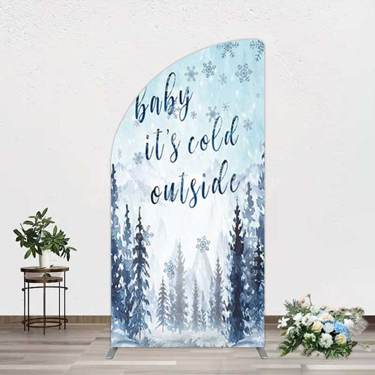 Lofaris Winter Snowflake Cold Outside Baby Shower Half Moon Arch Backdrop