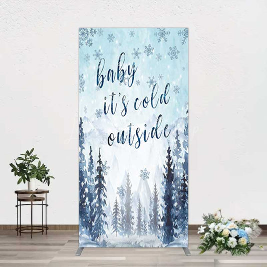 Lofaris Winter Snowflake Cold Outside Baby Shower Rectangle Backdrop