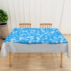 Lofaris Winter Snowflake Rectangle Tablecloth Blue with White Snowflakes Christmas Holiday Table Cover Decor