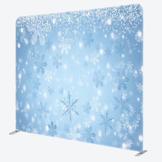 Lofaris Winter Snowflakes Double-Sided Tension Fabric Backdrop Blue Frozen Theme for Christmas Holiday Party Photo Booth