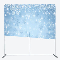 Lofaris Winter Snowflakes Double-Sided Tension Fabric Backdrop Blue Frozen Theme for Christmas Holiday Party Photo Booth
