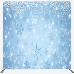Lofaris Winter Snowflakes Double-Sided Tension Fabric Backdrop Blue Frozen Theme for Christmas Holiday Party Photo Booth