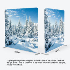 Lofaris Winter Snowy Forest Tension Fabric Backdrop Blue Sky Pine Tree Nature Background Wonderland Scenic Decoration