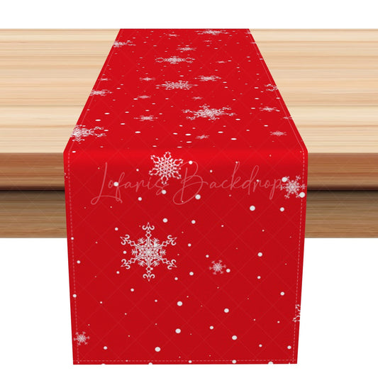 Lofaris Winter White Snowflake Red Christmas Table Runner
