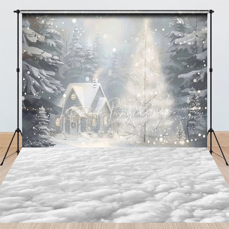 Lofaris Winter Wonderland Combo Set Backdrop Snowy Forest with Glowing Tree Christmas Holiday Photo Booth Props