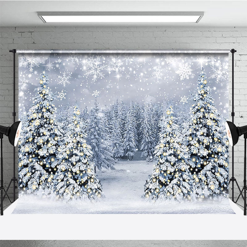 Lofaris Winter Wonderland Photography Backdrop Snowy Christmas Tree Forest Magical Holiday Snowfall Photo Background