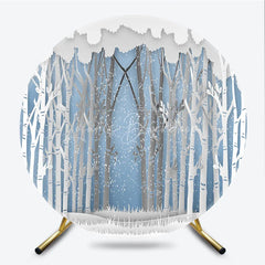 Lofaris Winter Wonderland Round Backdrop Paper Cut Forest Snow Tree Decoration